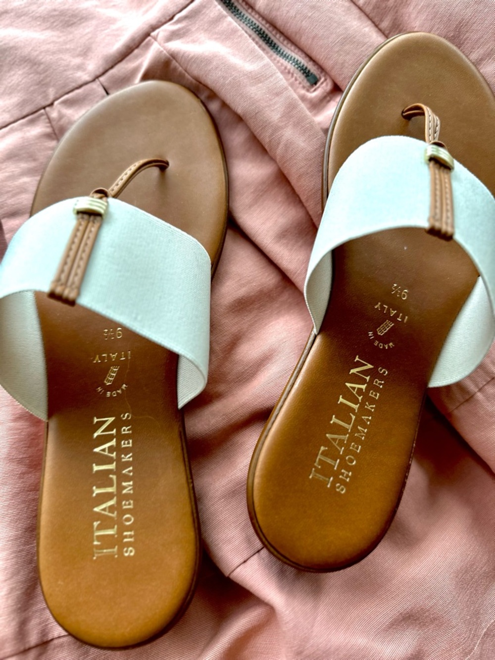 ✨ Italian 🇮🇹 Shoemakers | Afia in White and Tan Slide Sandals - Picture 5 of 7